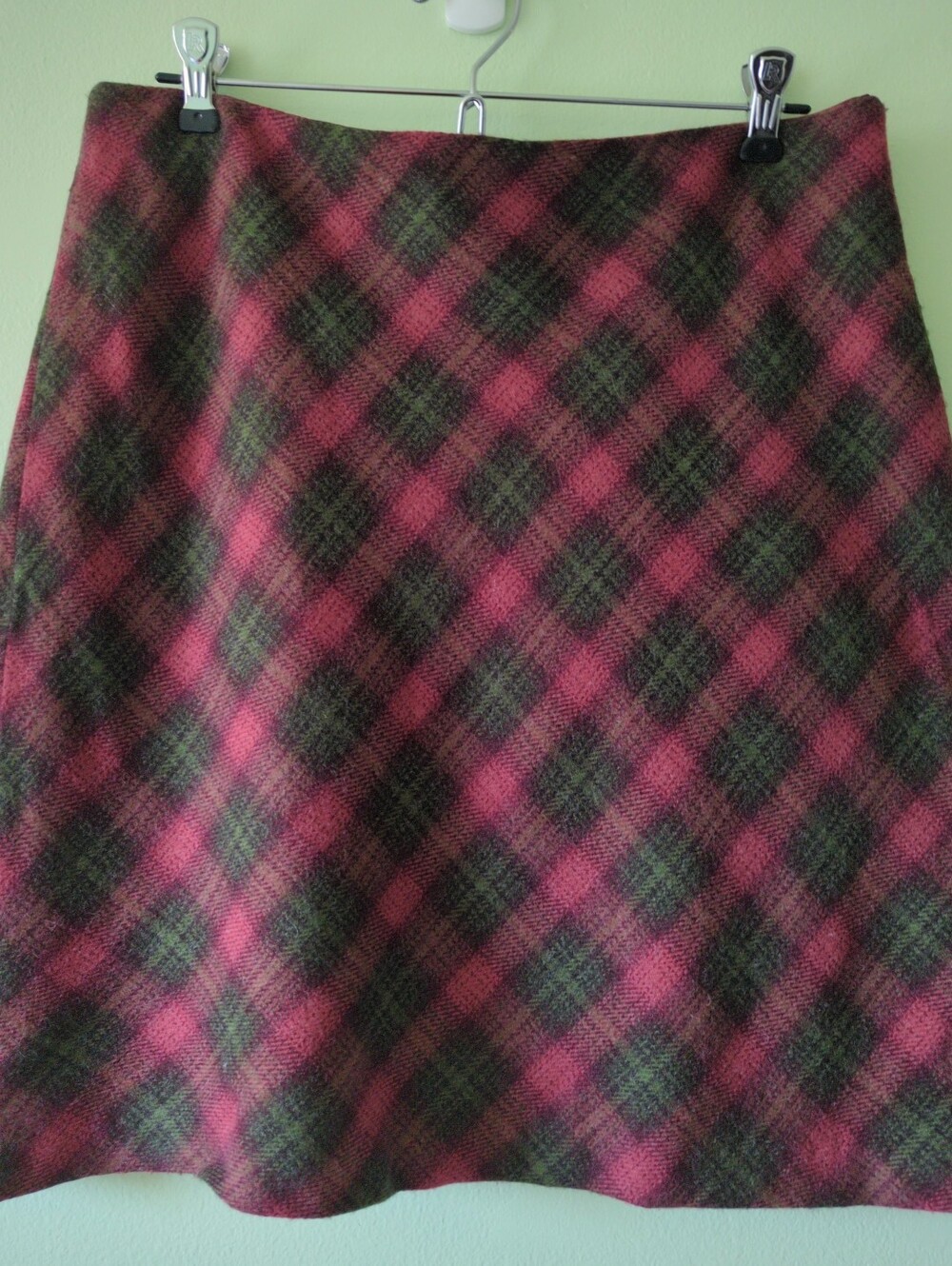Vintage 90s Smart Set Plaid Mini Skirt A Line Warm Winter Medium - Picture 3 of 9